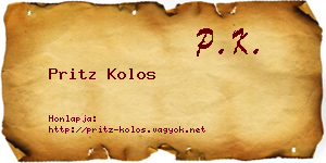 Pritz Kolos névjegykártya